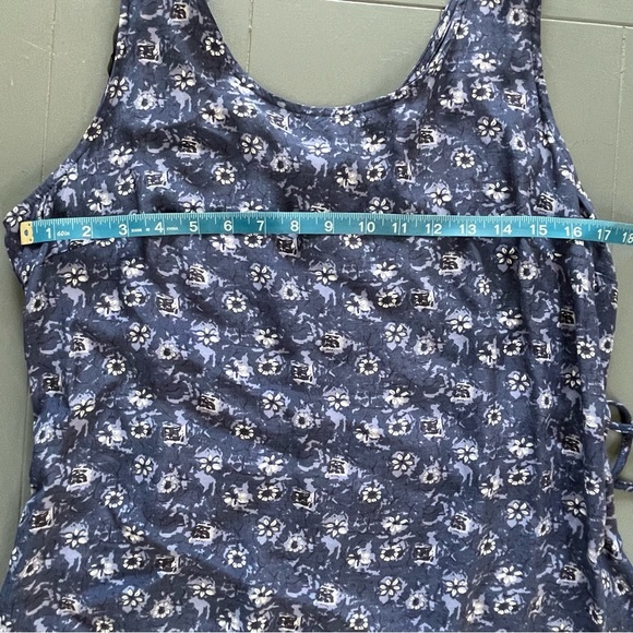NINA PICCALINO Vtg Maxi Sleeveless Blue & White Floral Shift Sundress Size 14 - Picture 10 of 11